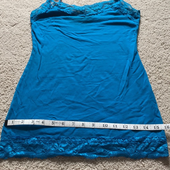 Blue tank S w/lace @ top&bottom adjust straps - Picture 2 of 5